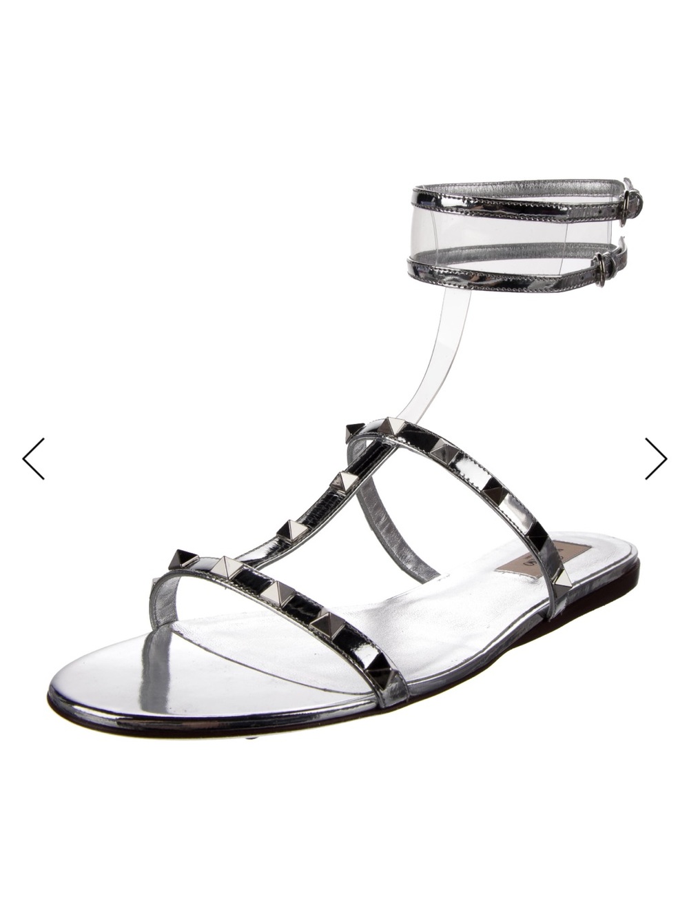 Valentino Silver Rockstud Ankle-Strap Sandal